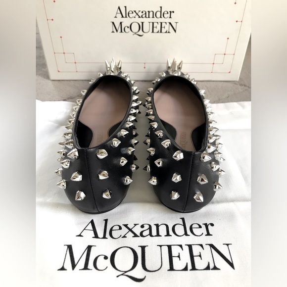Alexander McQueen Punk Spike Studded Pointed Toe Flats - Picture 6 of 13